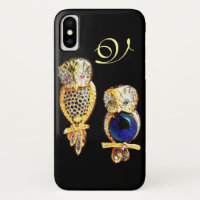 JEWEL OWLS,Gold, Blue Sapphire ,Black
