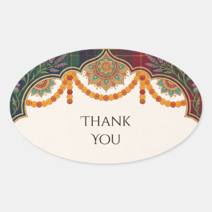Jewel Paisley Thank You Wedding Sticker