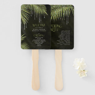 Jewel Palm Leaf Ceremony Program Green ID830 Hand Fan