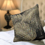 Jewel Palm Leaf Wedding Gold ID830 Cushion<br><div class="desc">Opt for an Old Hollywood glam look by using the pieces in this wedding suite as shown, with jewels cascading off the diamond-encrusted palm leaves, or delete the jewel layers for a slightly more conservative look. This set features leaves in shimmering gold against a textured background the rich color of...</div>
