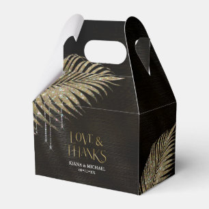 Jewel Palm Leaf Wedding Gold V2 ID830 Favour Box