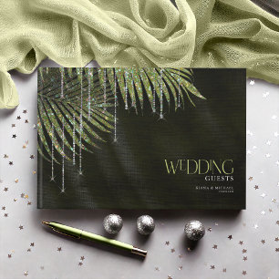 Jewel Palm Leaf Wedding Green ID830 Guest Book