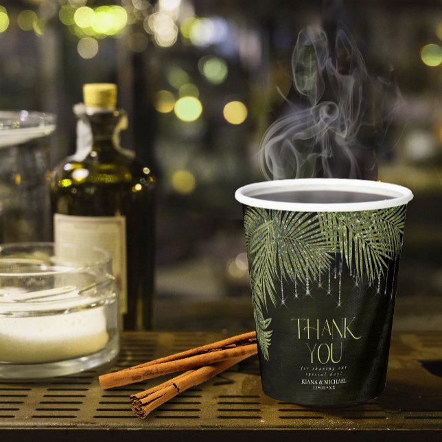 Jewel Palm Leaf Wedding Green ID830 Paper Cups (Creator Uploaded)