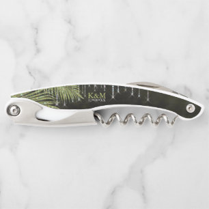 Jewel Palm Leaf Wedding Party Green ID830 Corkscrew