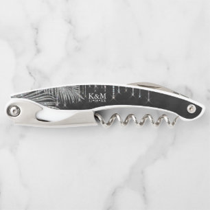 Jewel Palm Leaf Wedding Party Silver ID830 Corkscrew