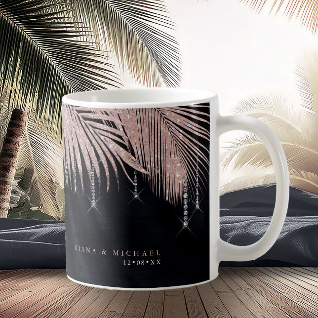 Jewel Palm Leaf Wedding Rose Gold/Navy ID830 Coffee Mug (Creator Uploaded)