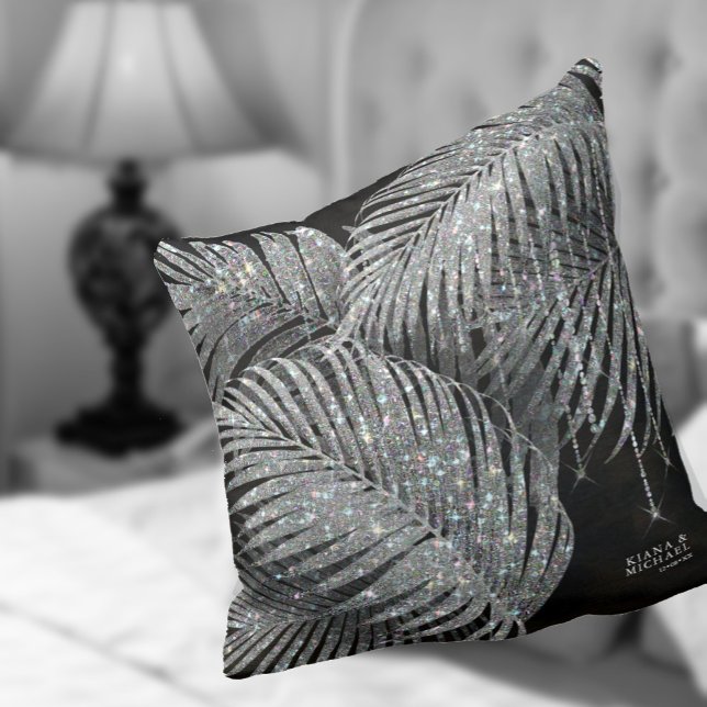 Jewel Palm Leaf Wedding Silver ID830 Cushion (Creator Uploaded)