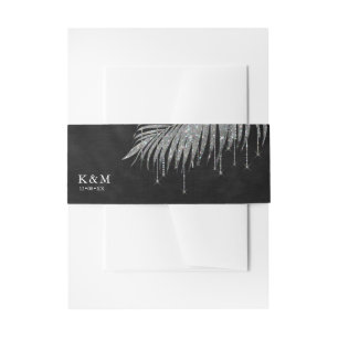 Jewel Palm Leaf Wedding Silver ID830 Invitation Belly Band