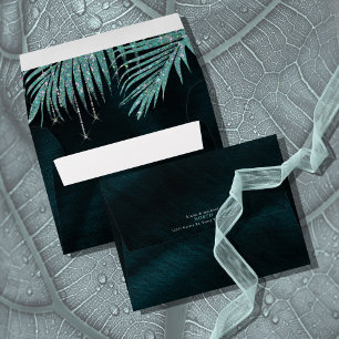 Jewel Palm Leaf Wedding Teal ID830 Envelope