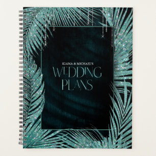 Jewel Palm Leaf Wedding Teal ID830 Planner