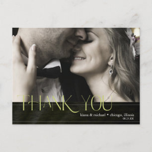 Jewel Palm Leaf Wedding Thank You Green ID830 Announcement Postcard