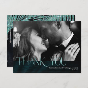 Jewel Palm Leaf Wedding Thank You Teal ID830 Announcement Postcard