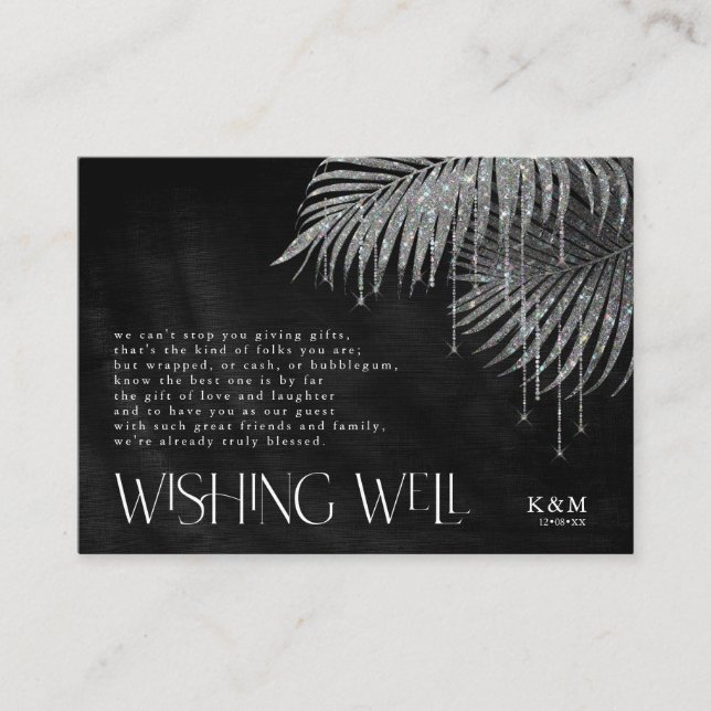Jewel Palm Leaf Wishing Well V3 Silver ID830 Enclosure Card (Front)
