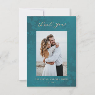 Jewel Peacock Tone Wedding Thank You Card