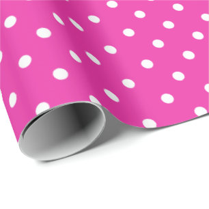 Jewel Pink   White Polka Dot Wrapping Paper