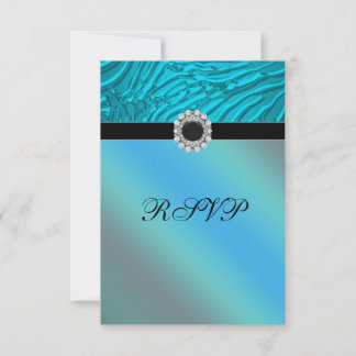 Jewel Teal Blue Zebra RSVP Card