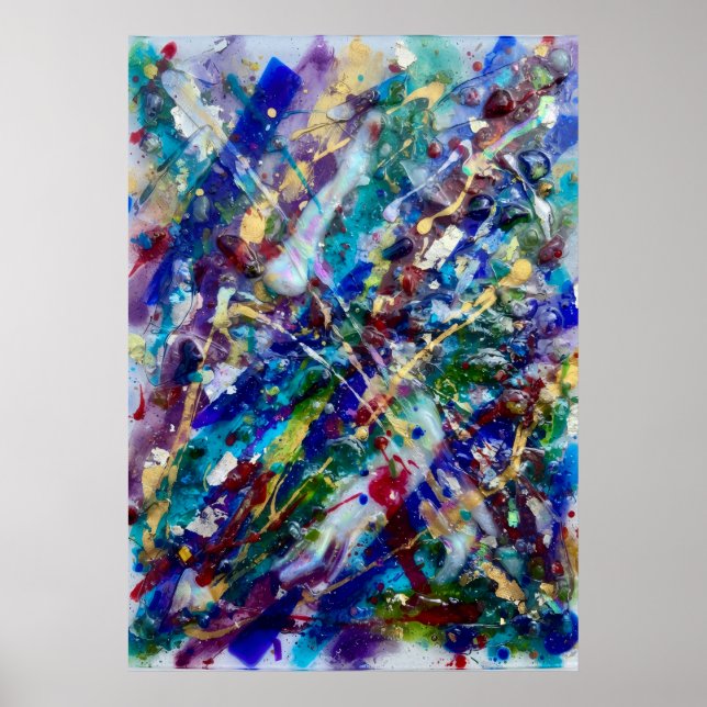 Jewel Tone Abstract Paint Splash Poster (Front)