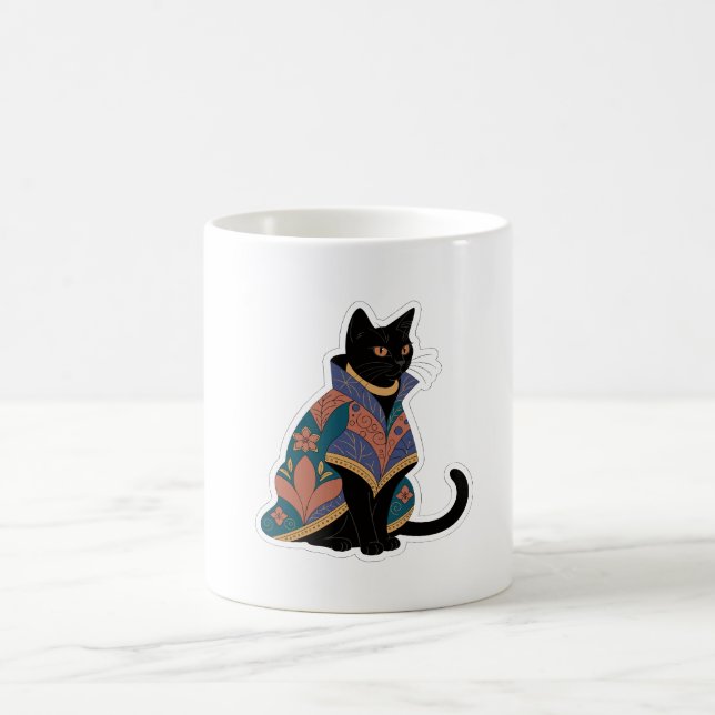 Jewel Tone Botanical Cat Coffee Mug (Center)