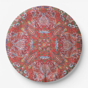 Jewel Tone Fabric Design Style Photo Paper Plate