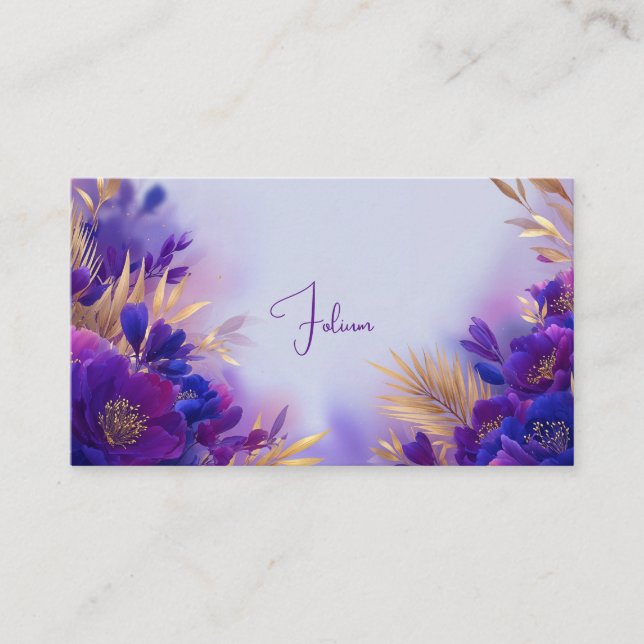 Jewel Tone Flora Purple and Gold Business Card (Front)