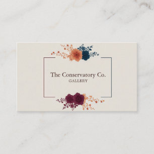 Jewel Tone Floral and Geometric Frame Elegant Business Card