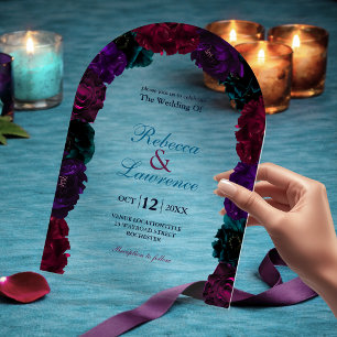 Jewel tone floral wedding acrylic invitations