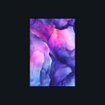 Jewel Tone Fluid Resin Nebula Glow Canvas Print<br><div class="desc">Deep indigo and sapphire blues swirl into electric turquoise, cyan, and lavender, pierced by vivid hot pink, magenta, and coral veins that glow like molten light. Fine metallic gold and copper flecks shimmer across the glossy surface, creating cosmic depth, luminous movement, and the illusion of nebulae, auroras, or polished gemstone...</div>