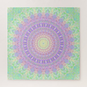 Jewel Tone Funky Groovy Retro Hippie Boho Mandala Jigsaw Puzzle