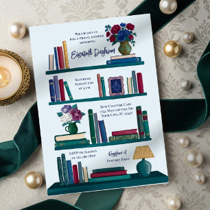 Jewel Tone Library Bookshelf Book Bridal Shower Invitation