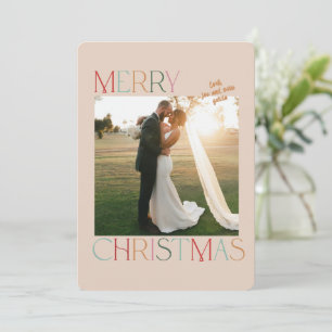 Jewel Tone Married Newlywed Christmas Card