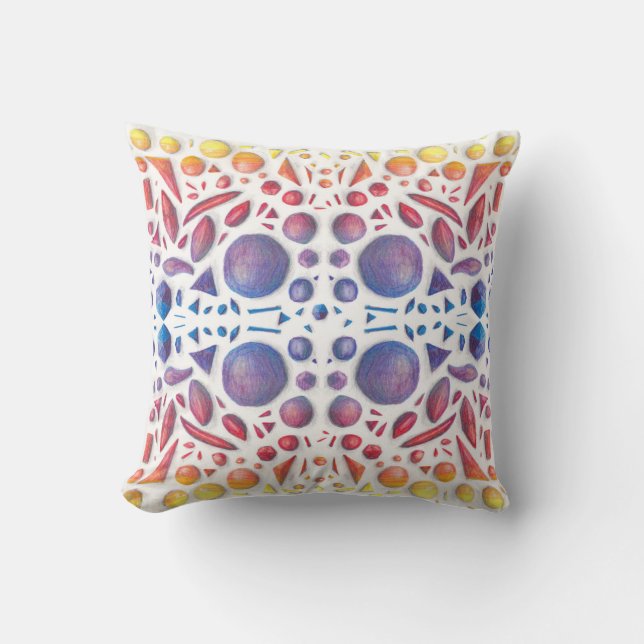 Jewel Tone Maximalist Aesthetic Throw Pillow (Front)