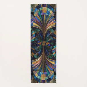 Jewel Tone Peacock Blue Purple Gold Art Deco Yoga Mat