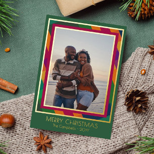 Jewel Tone Plaid Frame Merry Christmas Photos