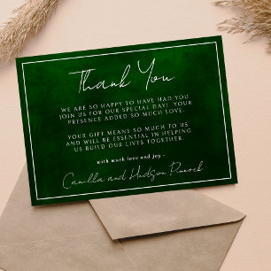 Jewel Tone Romance Emerald Thank You Note Card