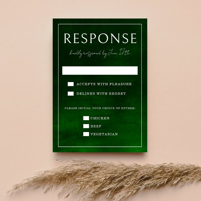 Jewel Tone Romance | Emerald | Wedding RSVP Card (Creator Uploaded)