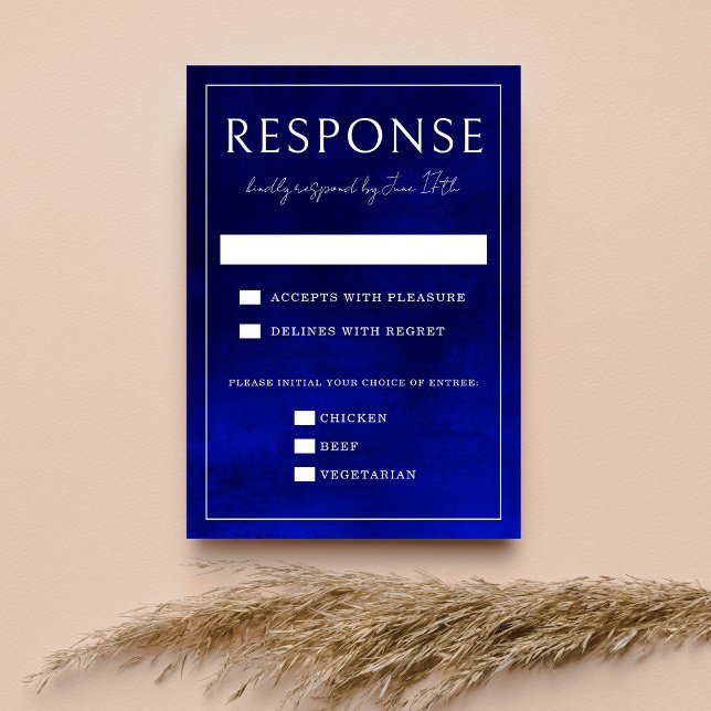 Jewel Tone Romance | Sapphire | Wedding RSVP Card (Creator Uploaded)