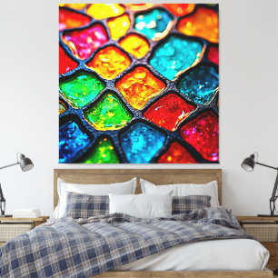 Jewel Tone Stained Glass Art Glow Design Canvas Print