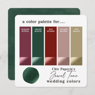 Jewel Tone Swatches Wedding Colour palette Card