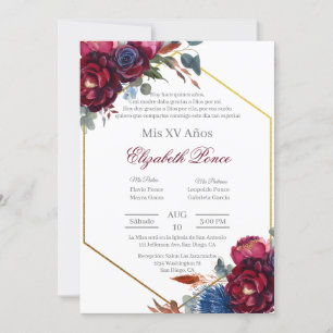 Jewel tone with frame Quinceañera Invitation