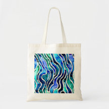 Jewel-Toned Blue and Green Pattern Canvas Tote