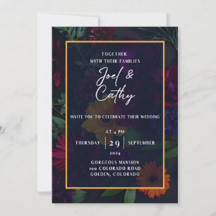 Jewel Toned Florals Wedding Invitation