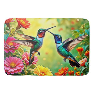 Jewel-Toned Hummingbird Magic Design Bath Mat