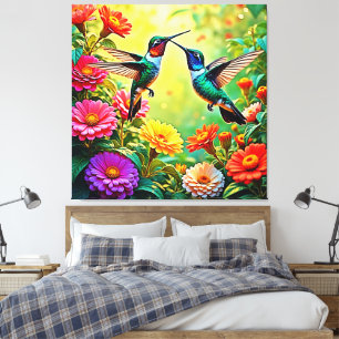 Jewel-Toned Hummingbird Magic Design Canvas Print