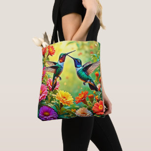 Jewel-Toned Hummingbird Magic Design Tote Bag