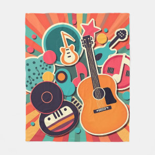 Jewel-Toned Music Theme Collage Fleece Blanket