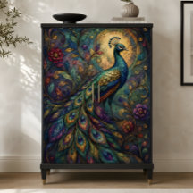 Jewel Toned Peacock Floral Decoupage