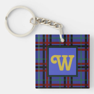 Jewel-Toned Plaid Acrylic Keychain