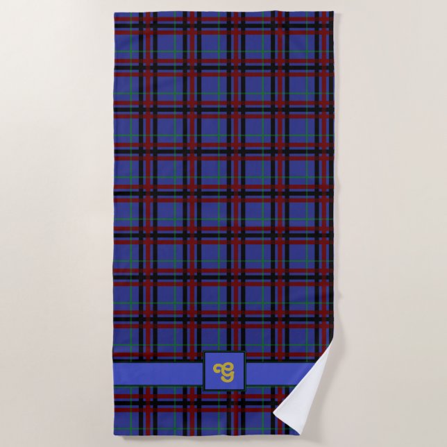 Jewel-Toned Plaid Beach Towel (Front)