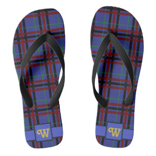 Jewel-Toned Plaid Flip Flops