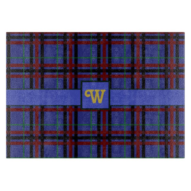 Jewel-Toned Plaid Glass Cutting Board (Front)